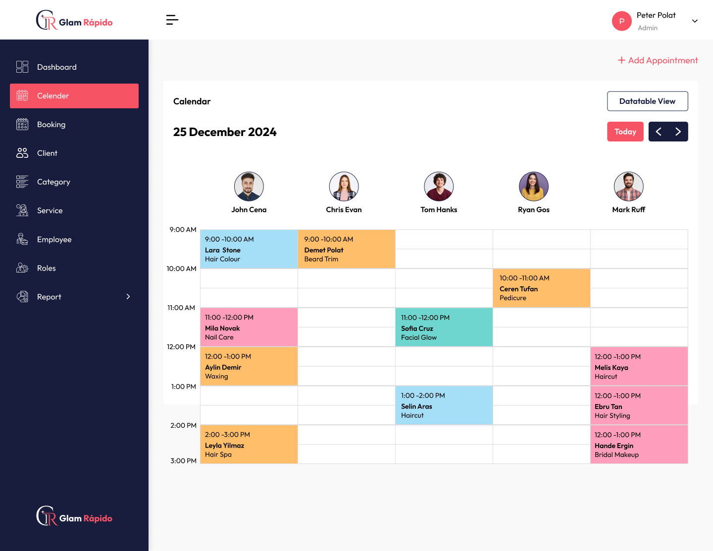 Glam Rápido Dashboard